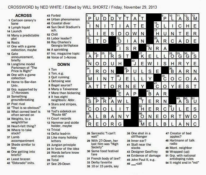 The New York Times Crossword in Gothic 11.29.13 — The Friday Crossword