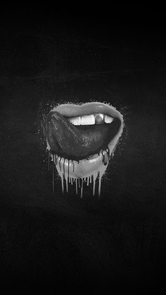Delicious Lips Black And White Blood Android Wallpaper