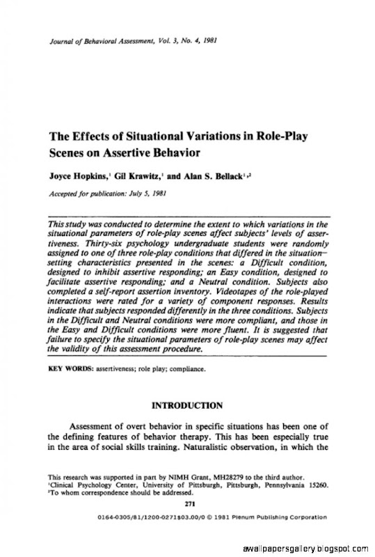 The effects of situational variations in role play scenes on The effects of situational variations in role play scenes on