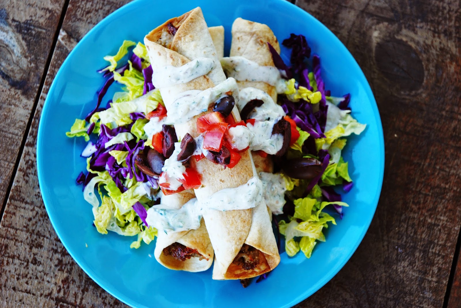 Fleur DeLectable Greek Style Baked Turkey Taquitos with Tzatziki Drizzle