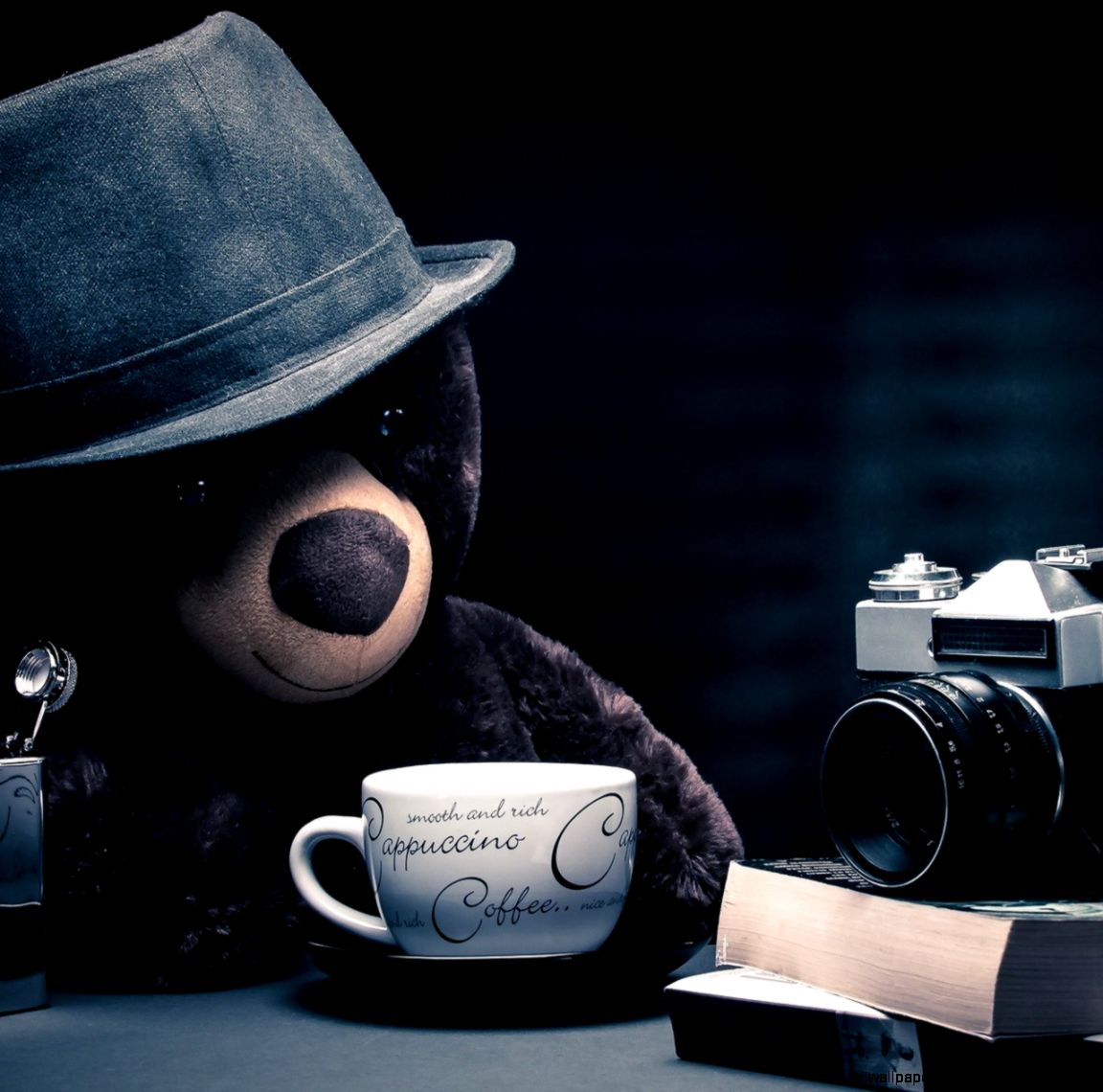 Cappuccino Coffee Camera Bear Toy Hd Wallpaper