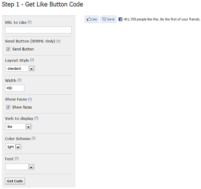 facebook like button code.  few minutes a facebook like button will be on your blogger's webpage.
