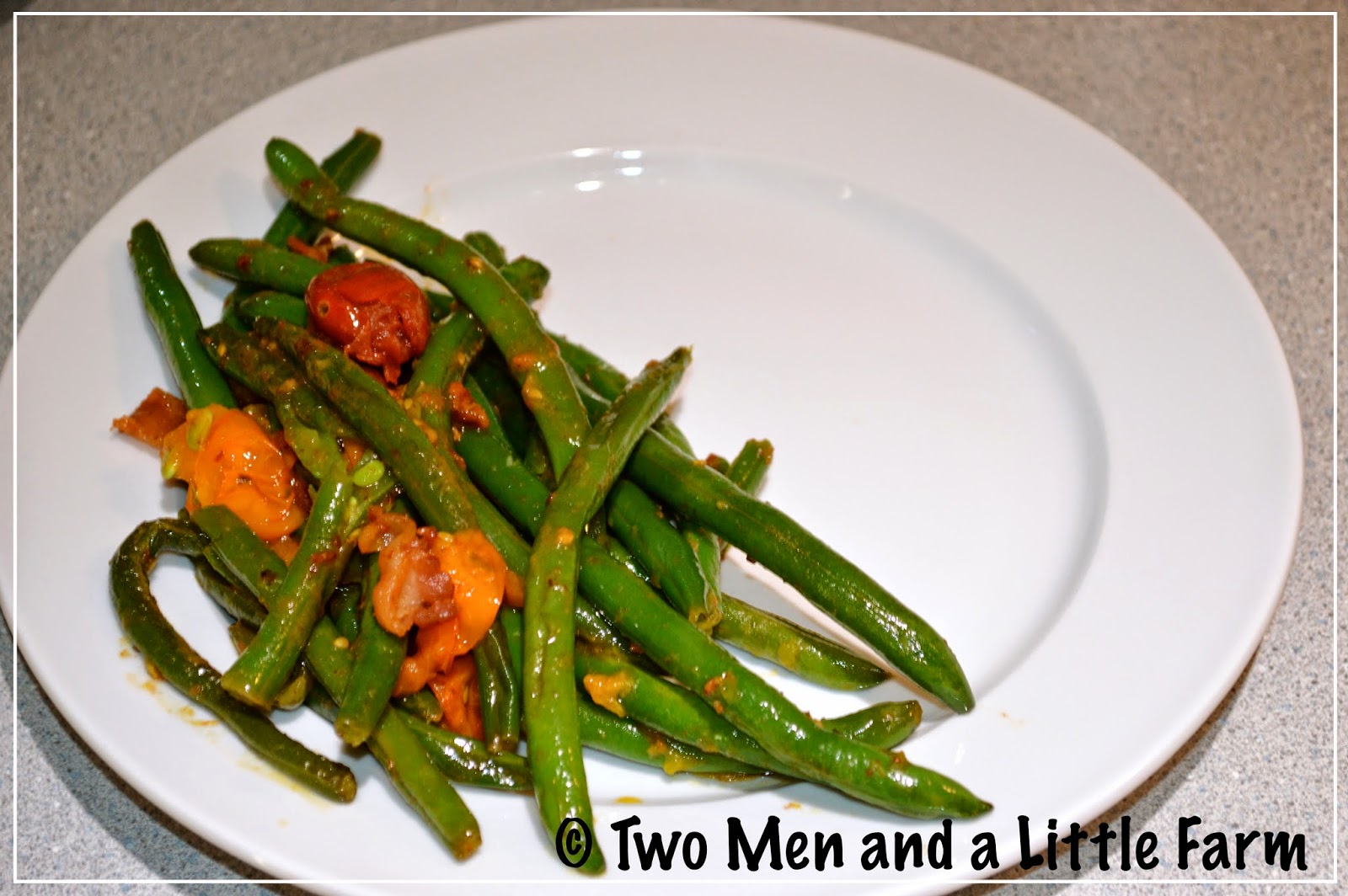 Two Men and a Little Farm GREEN BEANS WITH HEIRLOOM TOMATOES AND BACON RECIPE