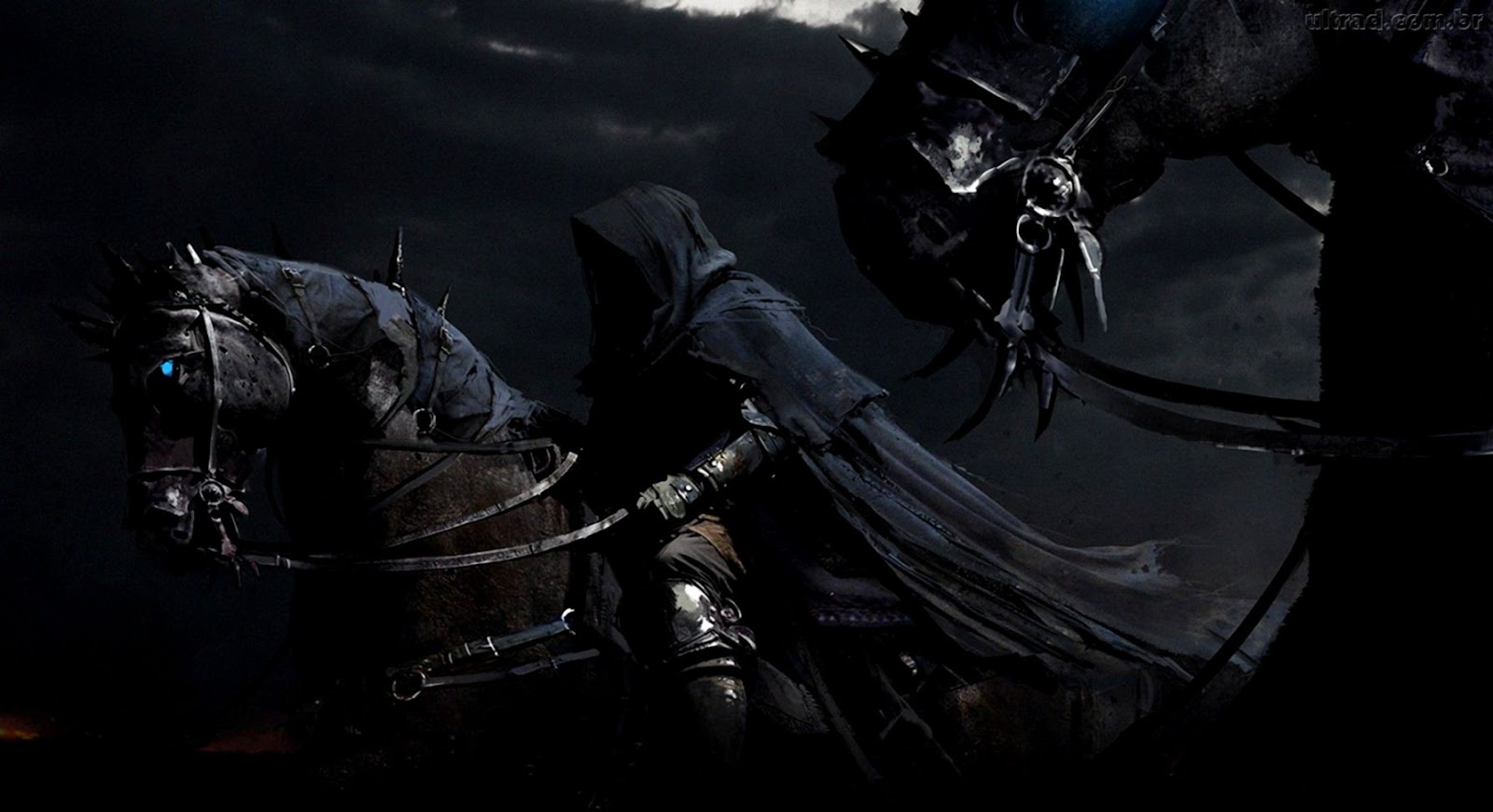 Papel de Parede Cavaleiro das Trevas e Cavalos Negros Papel de Parede Cavaleiro das Trevas e Cavalos Negros