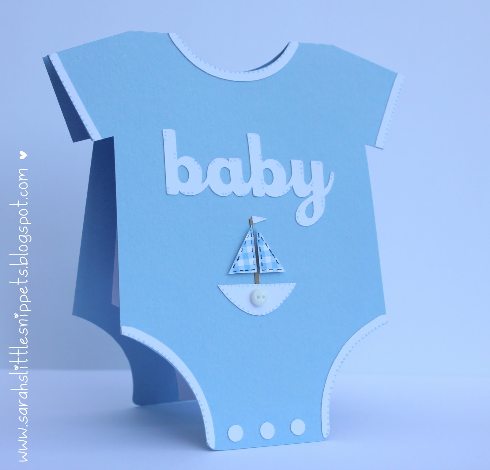 Sarah's Little Snippets Baby Boy card a little Onesie