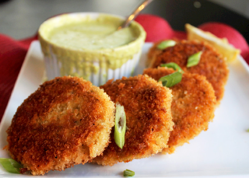 Creole Contessa Mini Salmon Croquettes with Creamy Avocado Sauce