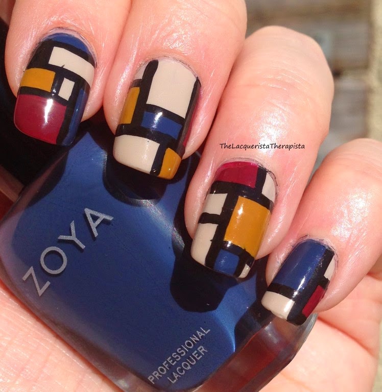 Mondrian; nail art; fall colors