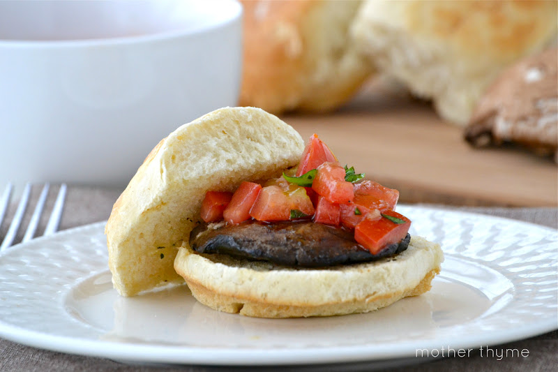Grilled Portobello Sliders with Bruschetta Mother Thyme