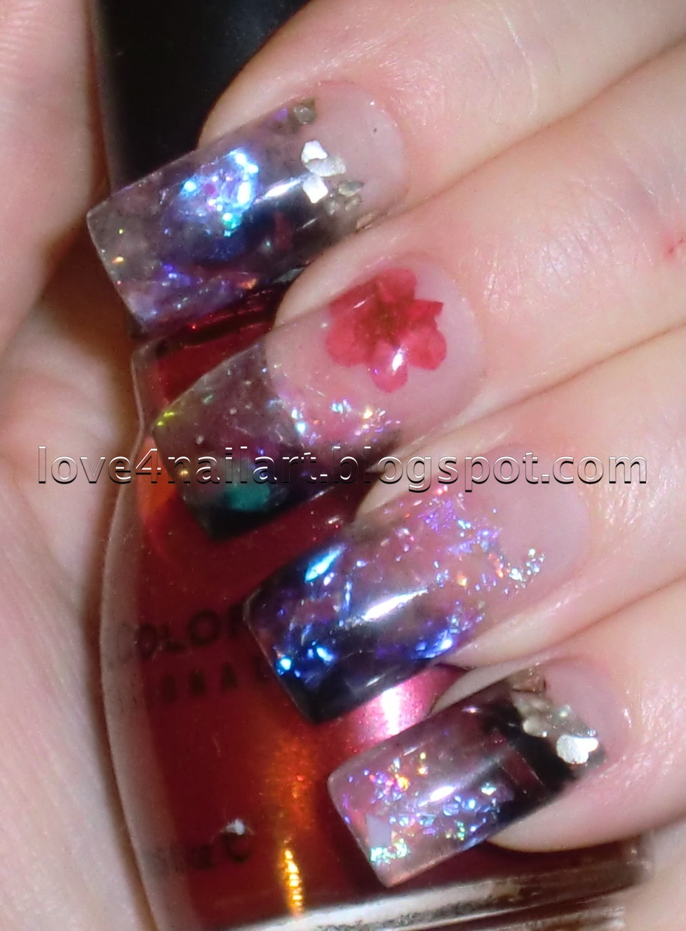Love4NailArt Ice Mylar Flakes w/ Encapsulated Flower Nails