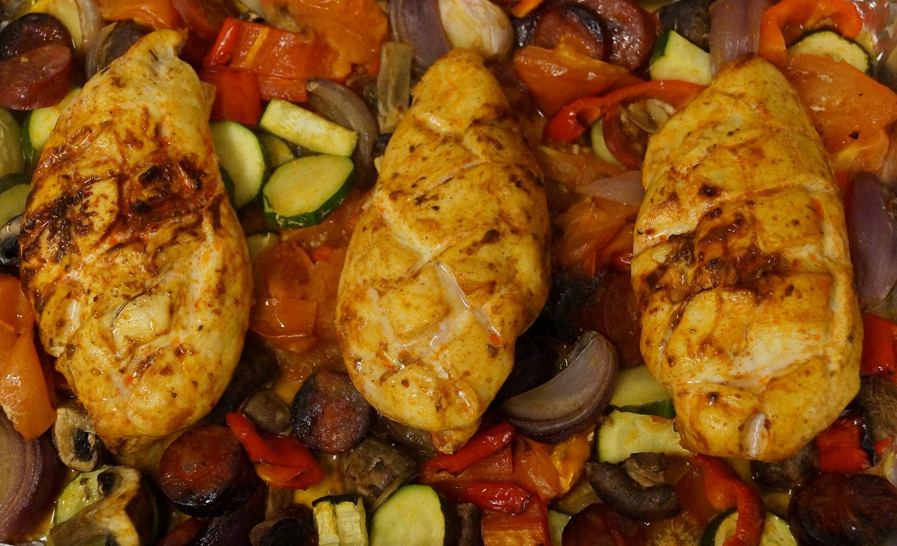 Jenny Eatwell's Rhubarb & Ginger Paprika Chicken & Chorizo Bake