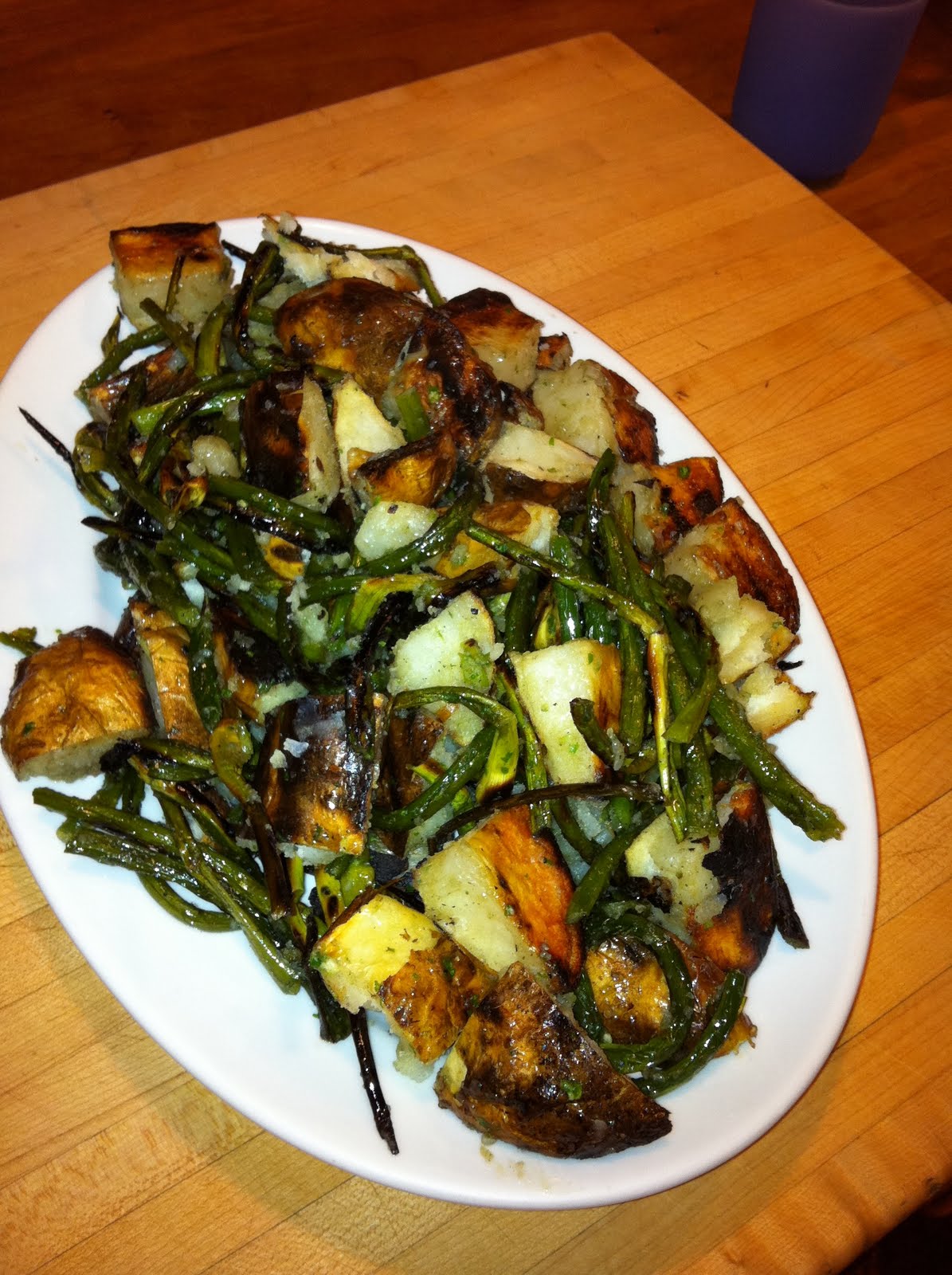 David Doesn't Bake Roast Potatoes with Garlic Scapes