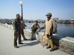 Local "Kashmir Police" on duty at "Dal Lake".