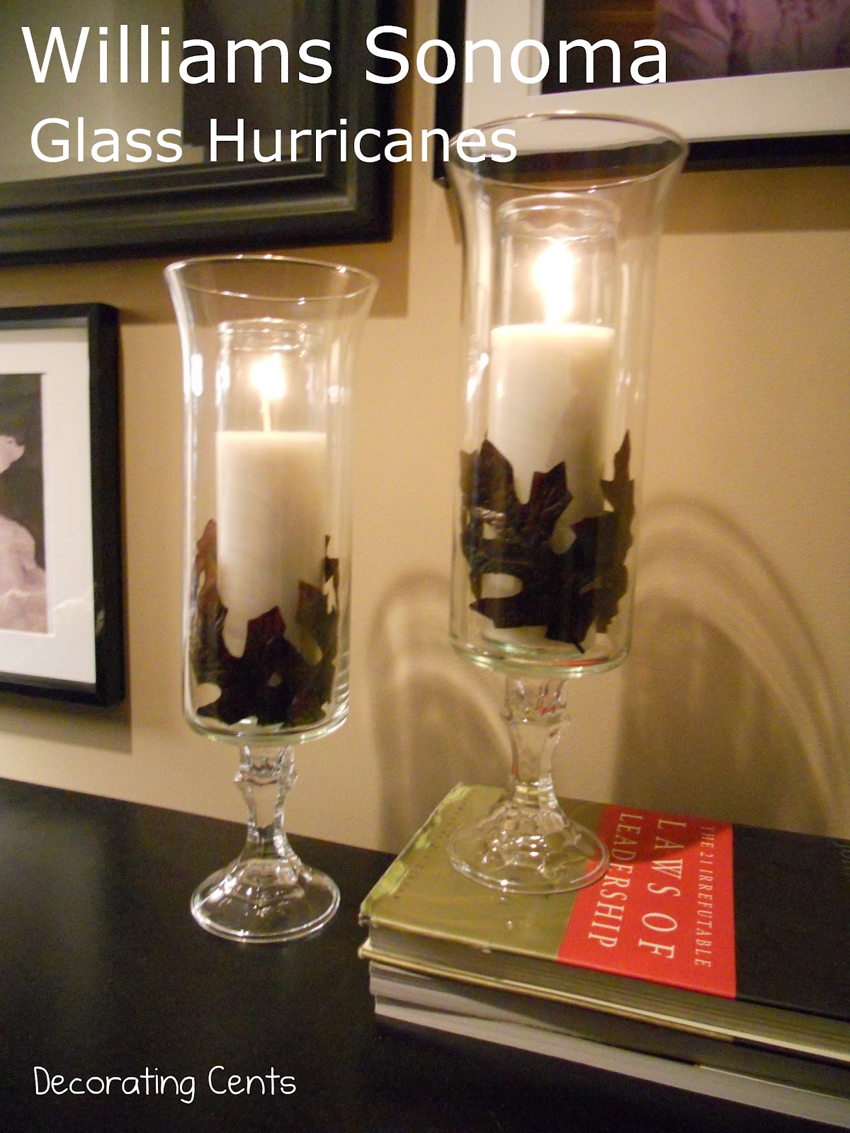 Williams Sonoma Inspired Fall Glass Hurricanes