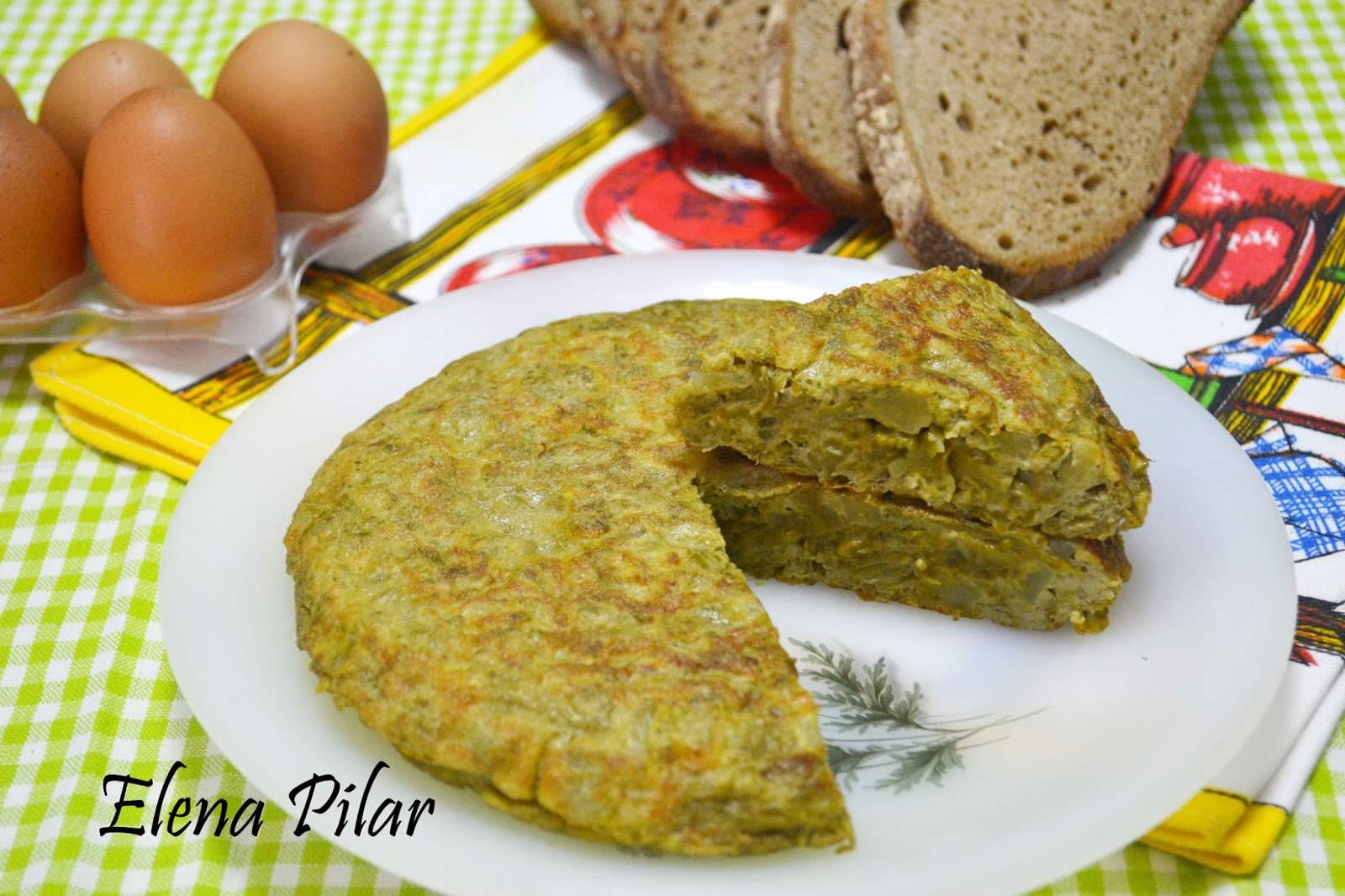 Mi Recetario por Elena Pilar Tortilla de patatas con espárragos verdes (versión ligera)