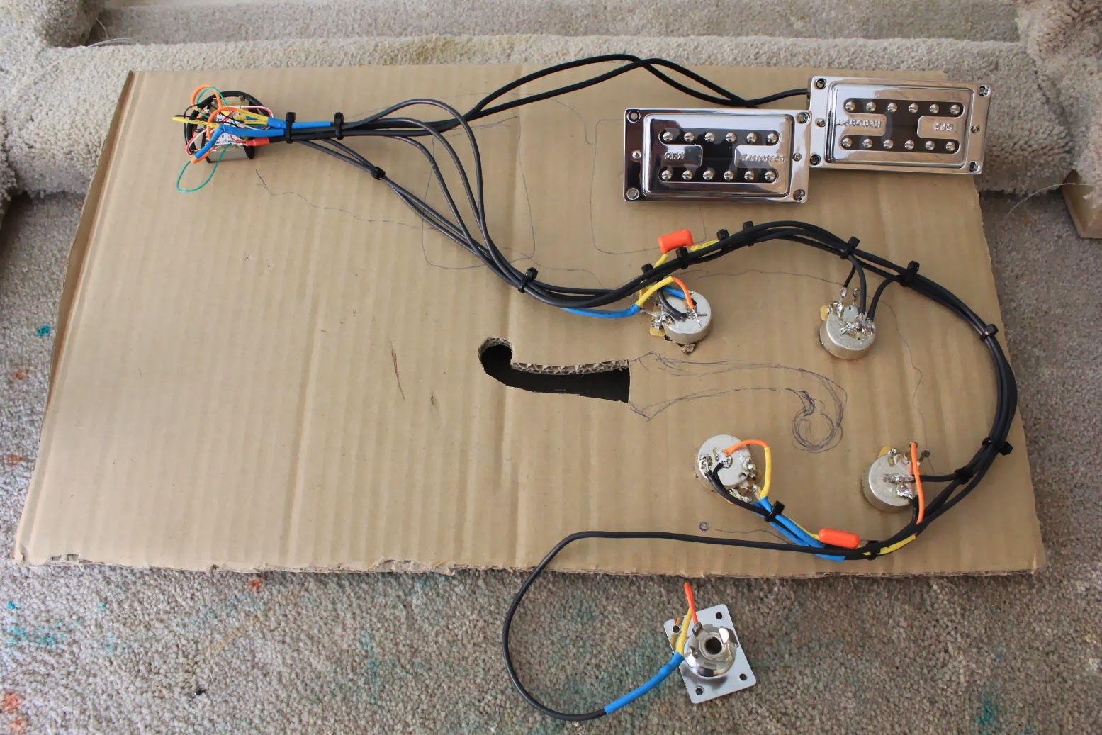 Guitar Kit Builder: ES175 Hollowbody - Wiring Harness ... gibson es 175 wiring diagram 