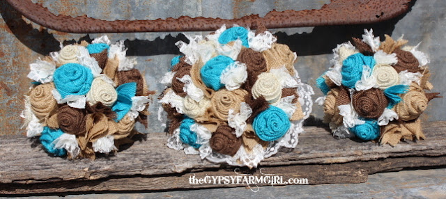 turquoise and brown wedding bouquets
