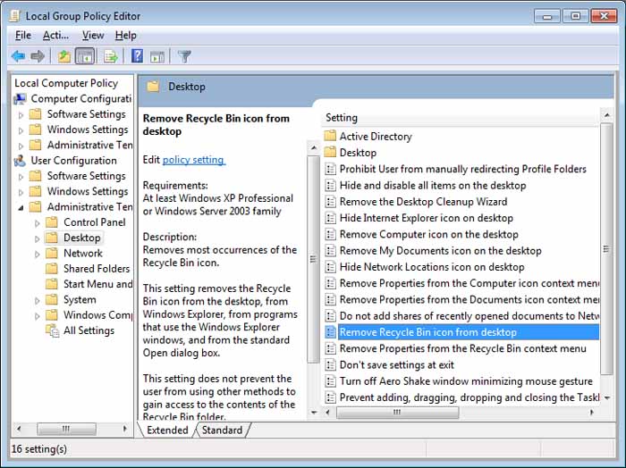 Enable Recycle Bin Vista bloggermotor