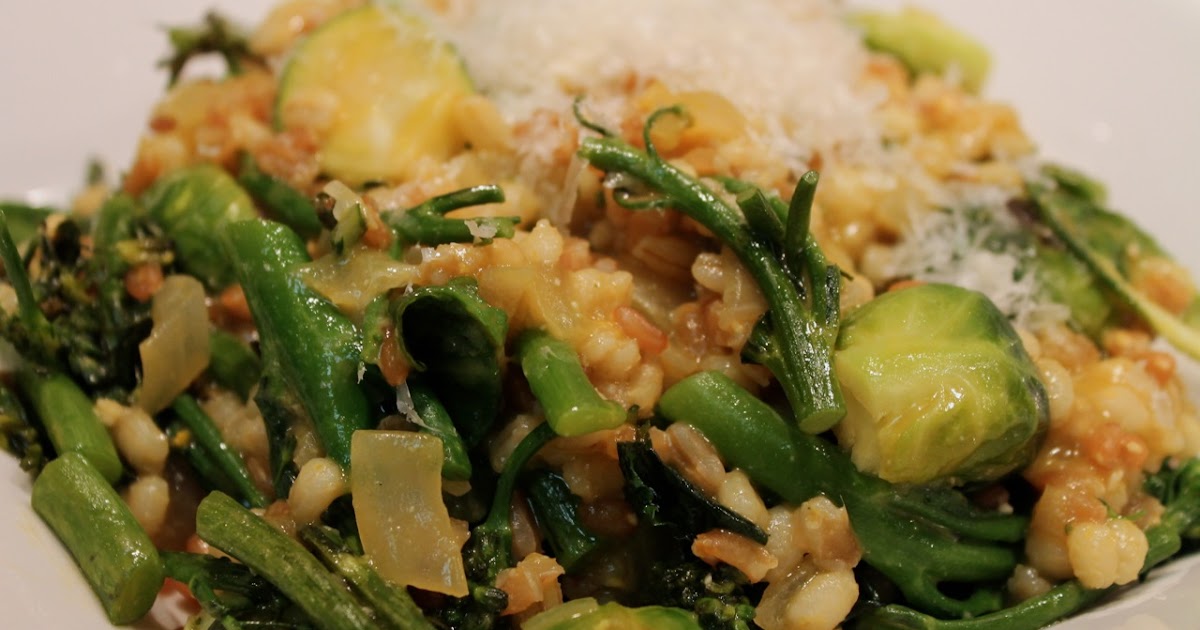 Cook In / Dine Out MultiGrain Risotto with Broccolini and Brussels Sprouts