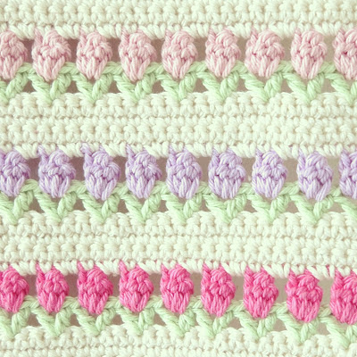 ByHaafner, crochet, tulips, pastel and white