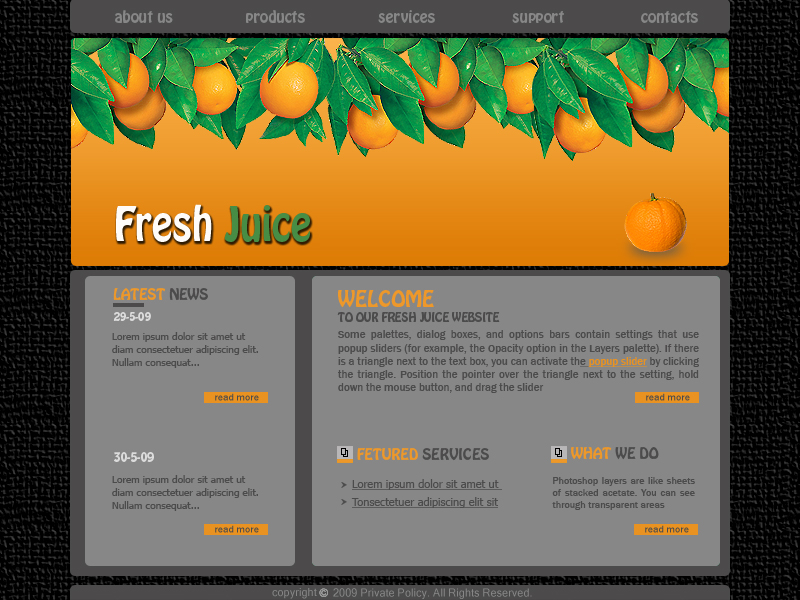 designpivot Fruit Juice website layout