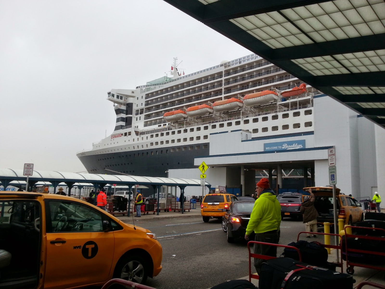 Queen Mary 2 (QM2) alongside at Brooklyn Cruise Terminal, New York Queen Mary 2 (QM2) alongside at Brooklyn Cruise Terminal, New York