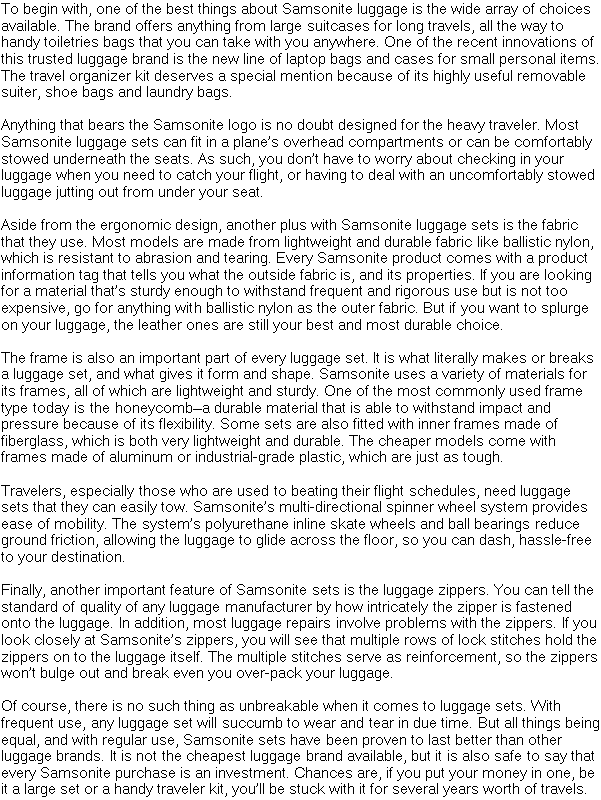 Samsonite Luggage Reviews