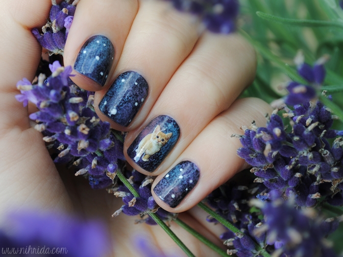 Born Pretty Store Water Nail Decals Cat in Space