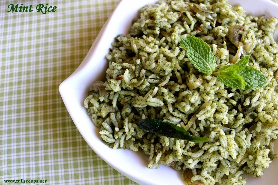 Mint Rice Pudina Rice Full Scoops A food blog with easy,simple