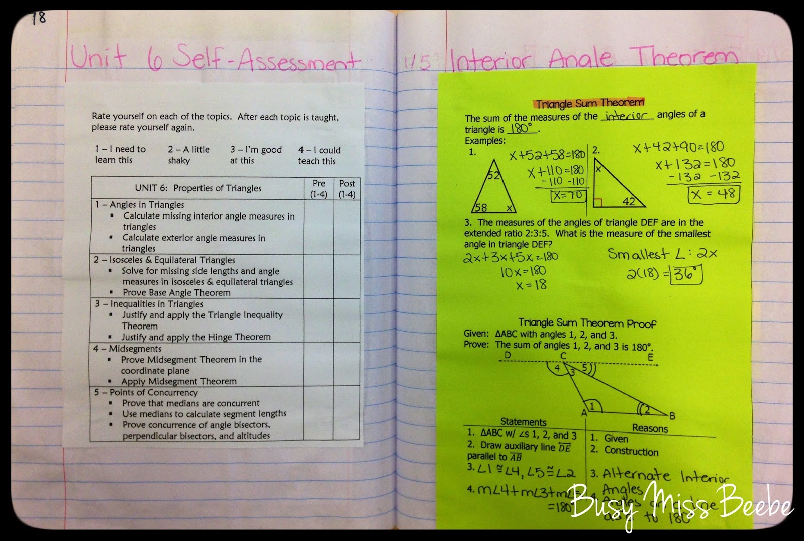 Busy Miss Beebe: 2014-2015 Geometry INB Unit 6 (Triangle Properties)