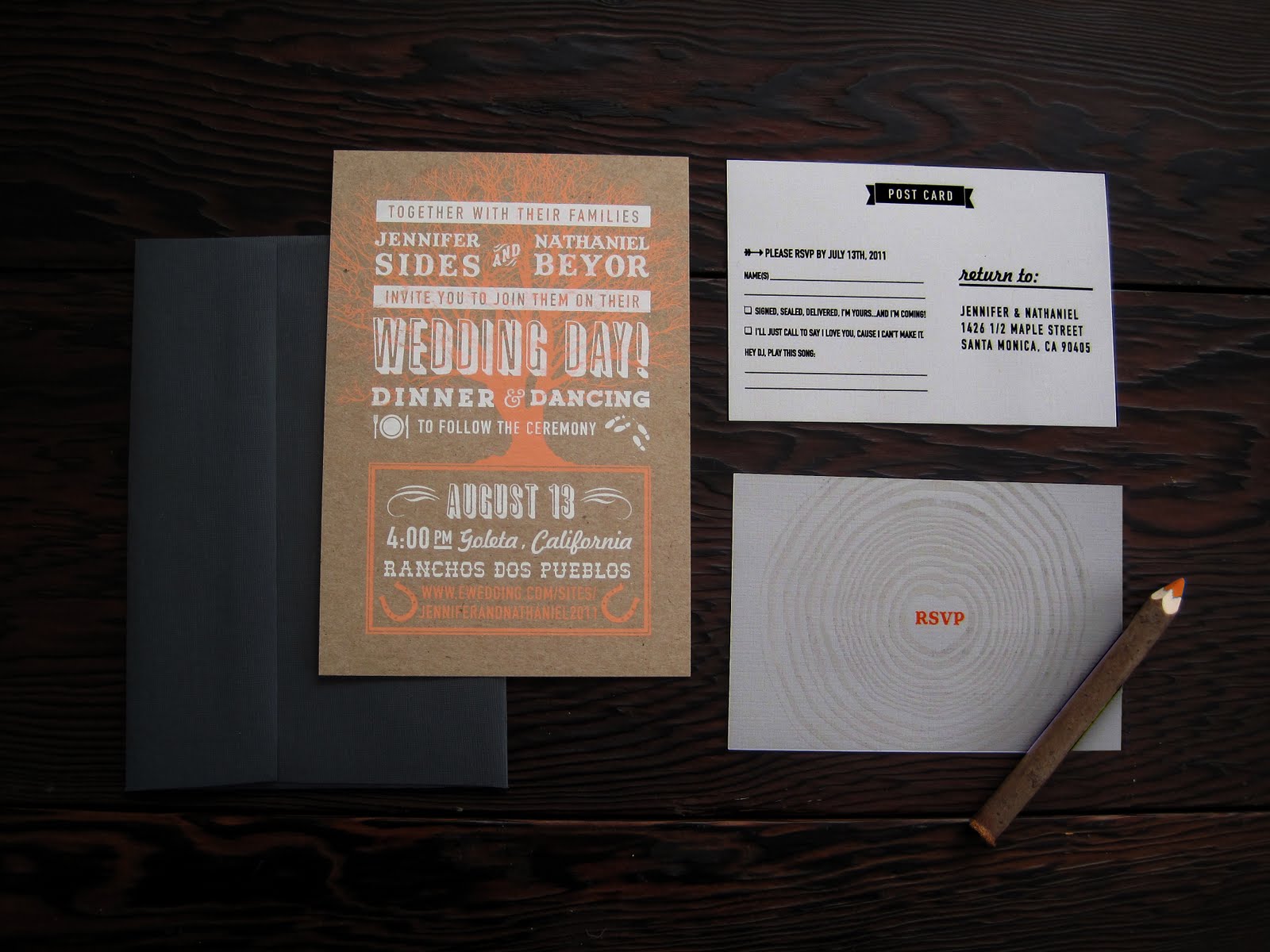 CuriousDoodles Screen Printed Wedding Invite Design