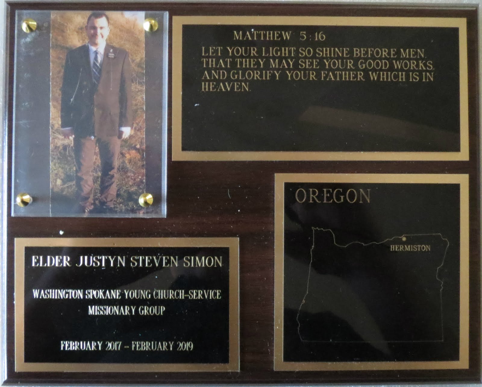 My mission plaque