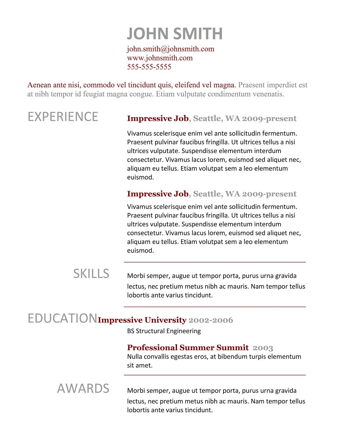9 Best Free Resume Templates Download For Freshers Best 9 Best Free Resume Templates Download For Freshers Best