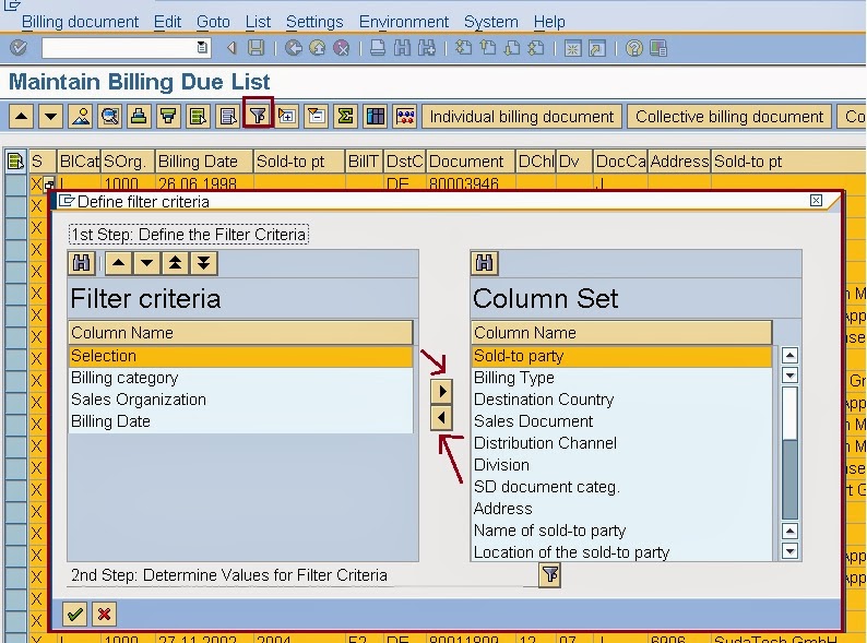 TECHSAP Field selection operation with two Table Controls in Module