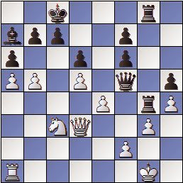 Partida de ajedrez Max Albin - José Paluzíe en 1910, posición después de 24…Dxf5!
