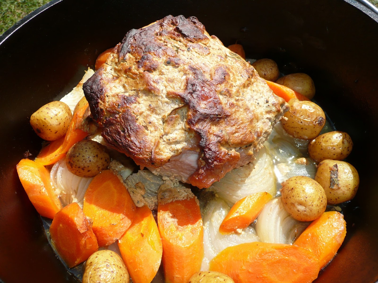 Everyday Dutch Oven Eye of Round Roast with Mustard Herb Crust