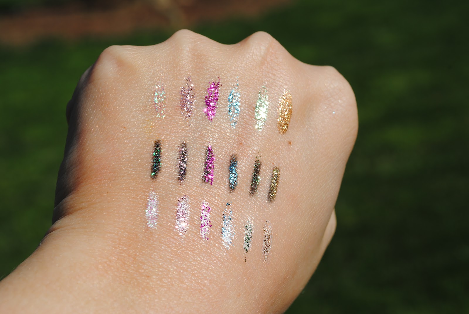 OMG! Glitter! Glitter and Eyeliner Swatches!