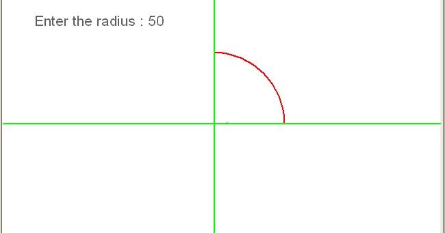 C PROGRAMMING: C PROGRAM TO DRAW CIRCLE IN FIRST QUADRANT IN