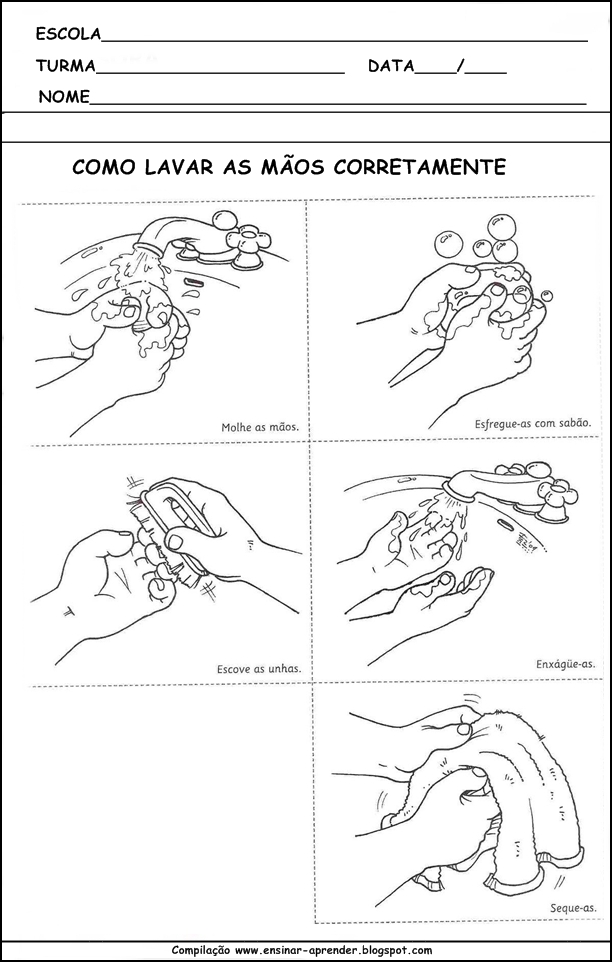 Atividades Higiene Corporal - Cuidados com o Corpo - Desenhos Para Colorir