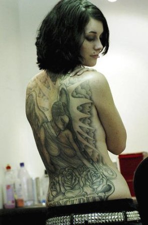 girl tattoo design. Back girl tattoo