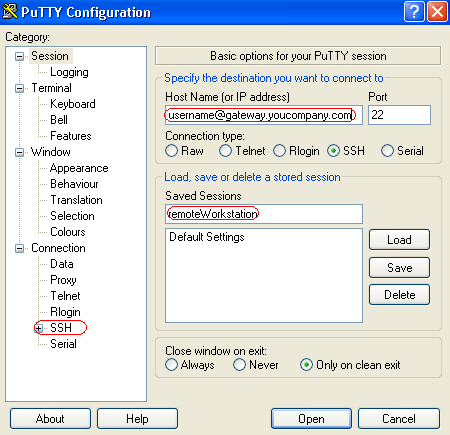 putty command line options ssh