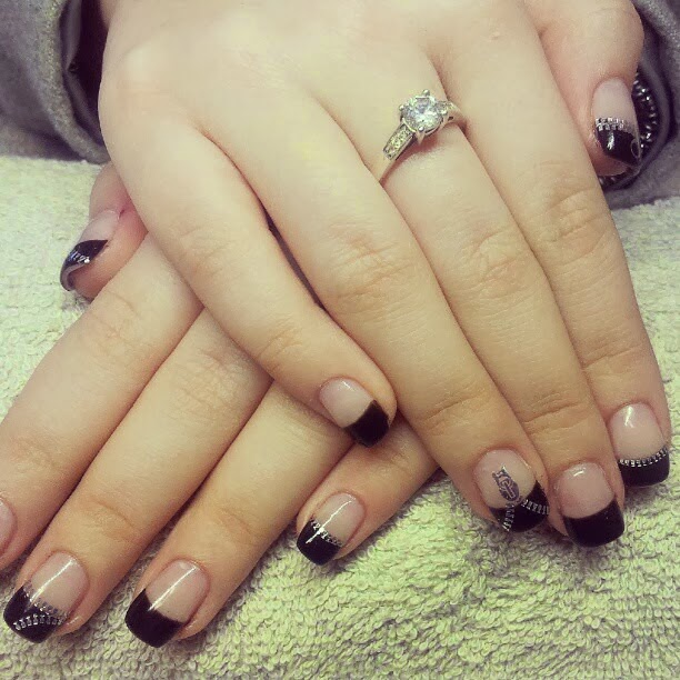 black colored acrylic french tips