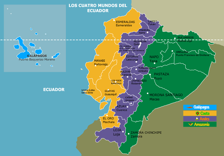 Ecuador: Mapa y limites de Ecuador