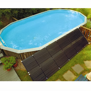 swiming pool with the solar heating panel