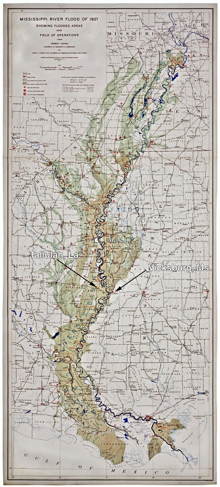 OilElectric Vicksburg, Shreveport & Louisiana Railroad Flooded