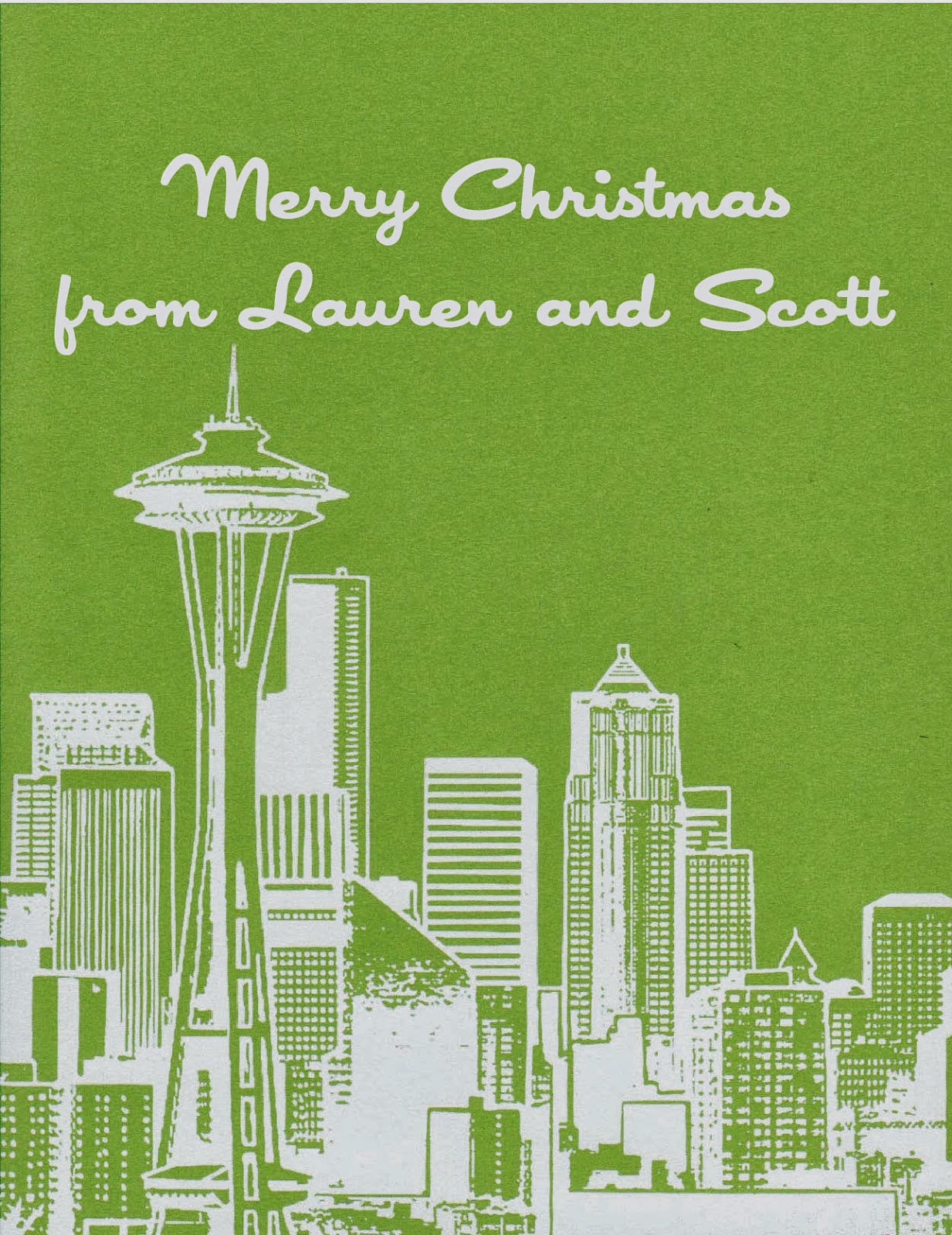 Orange Twist Personalized Seattle Skyline Holiday Cards Now Available!