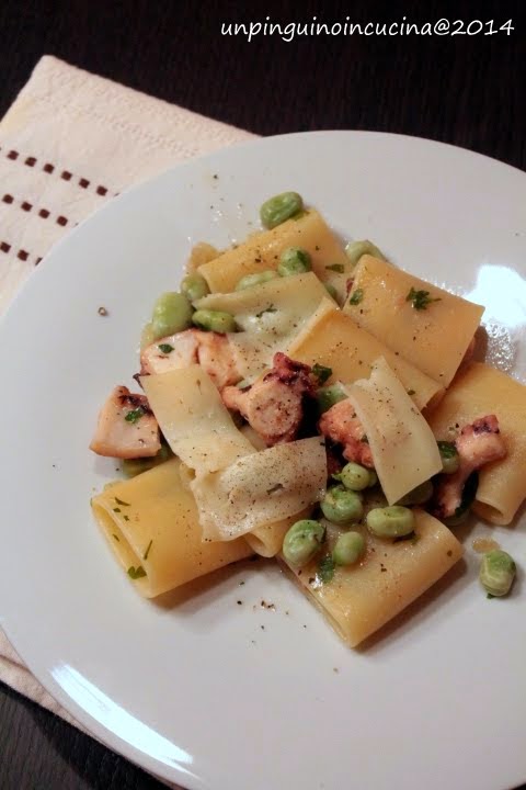 Paccheri con polpo, fave e pecorino sardo 