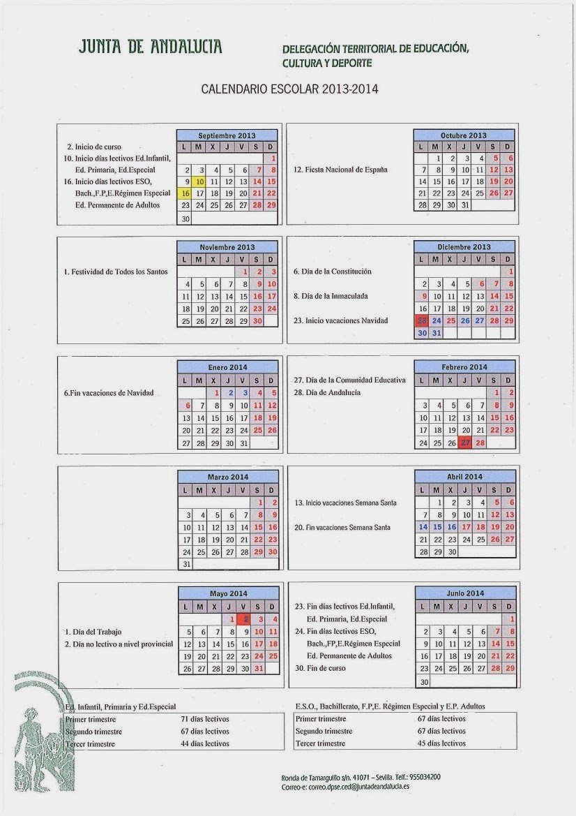 Calendario Escolar 2013/2014