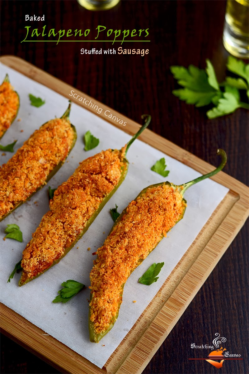 Recipe '0' Oil Skinny (Baked) Jalapeno Poppers with Spicy Sausage Mix