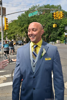 Groom arrives in Central Park for his Wedding