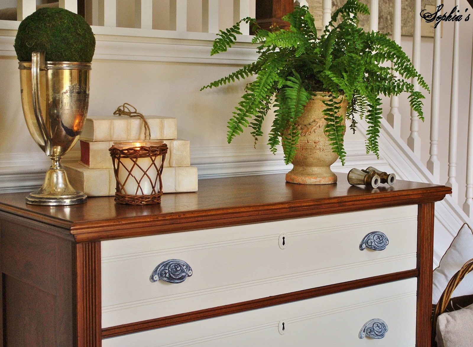 Sophia's Twotoned Dresser and Kitchen Scale Dining Table